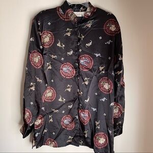 Vintage Christie & jill 80s 90s oriental blouse large